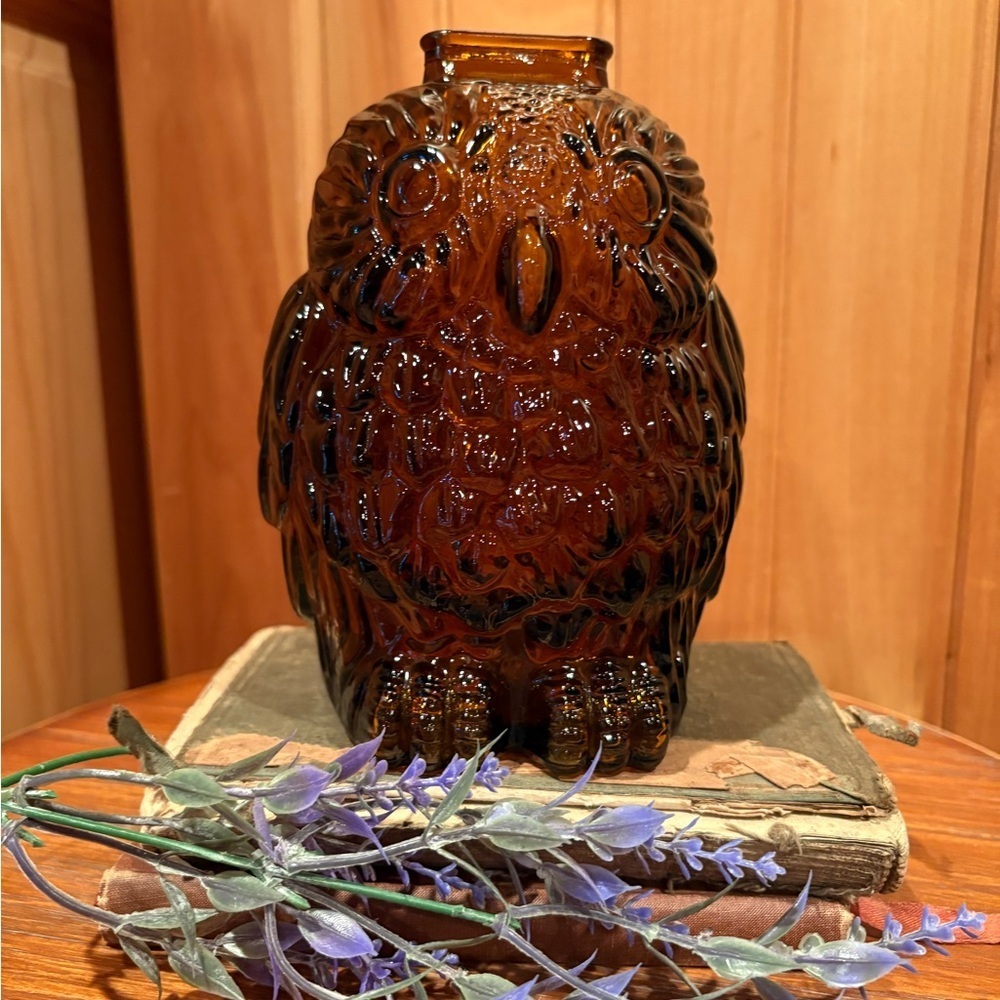 Amber Glass “Wise Ole Owl” bank
